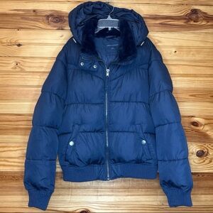 Aeropostale navy classic hooded puffer jacket medium